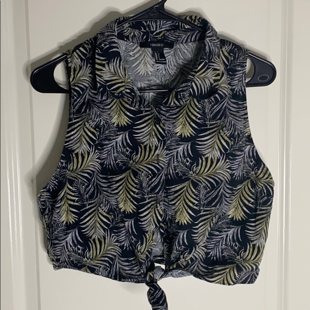Crop top sleeveless palm tree top
